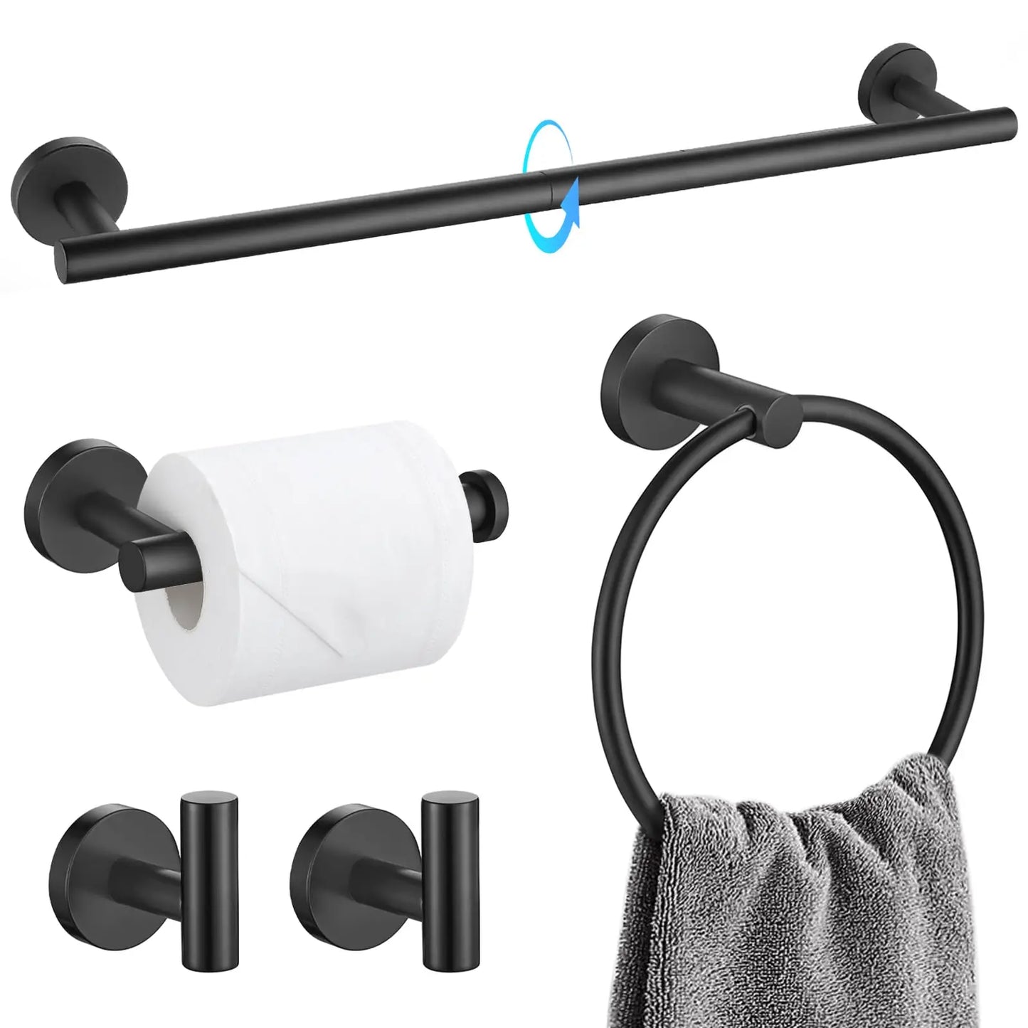 XIUWO 5 Piece Stainless Steel Bathroom Accessories Set