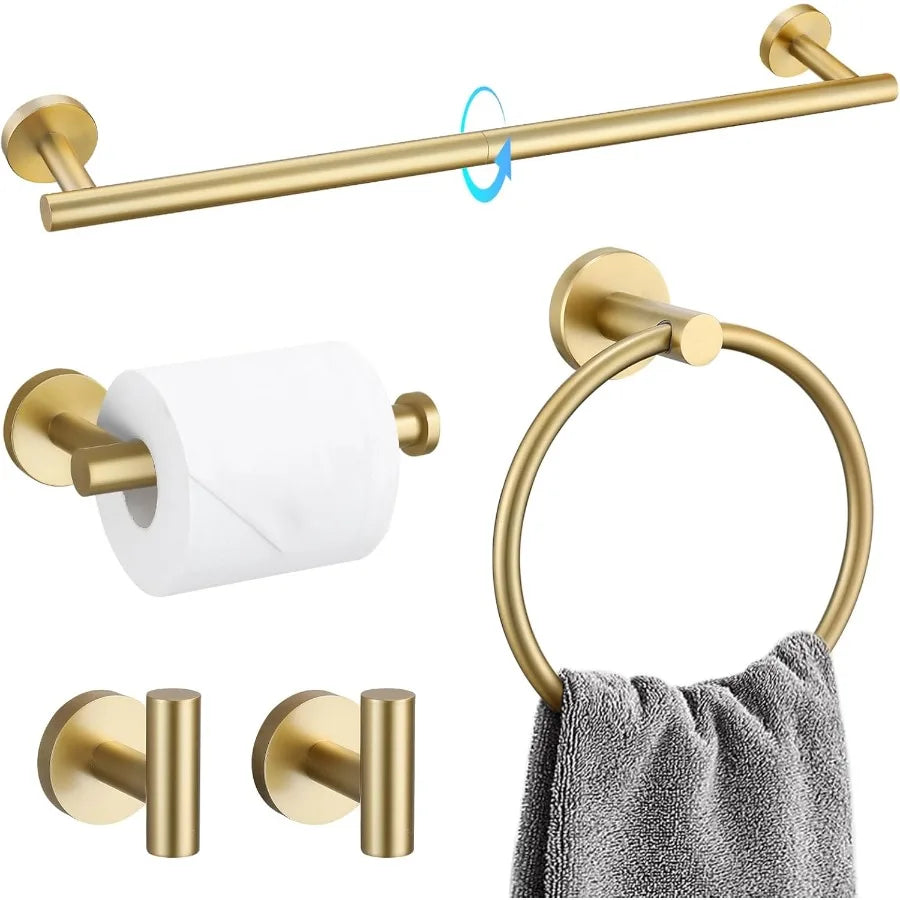 XIUWO 5 Piece Stainless Steel Bathroom Accessories Set