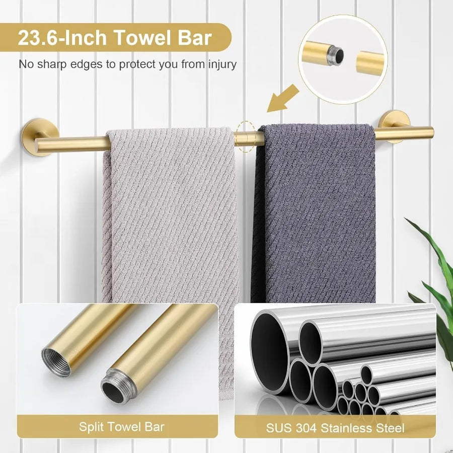XIUWO 5 Piece Stainless Steel Bathroom Accessories Set