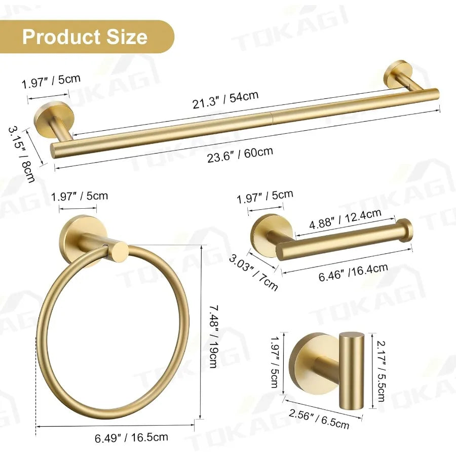 XIUWO 5 Piece Stainless Steel Bathroom Accessories Set