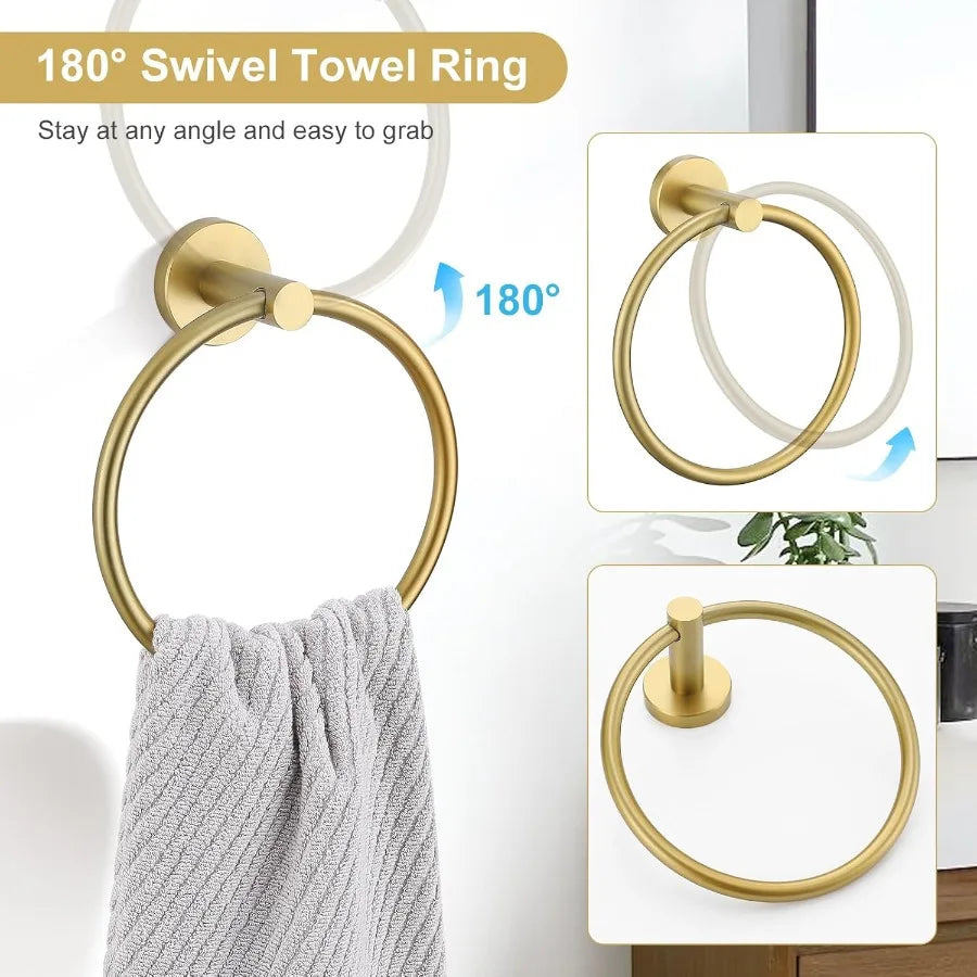 XIUWO 5 Piece Stainless Steel Bathroom Accessories Set