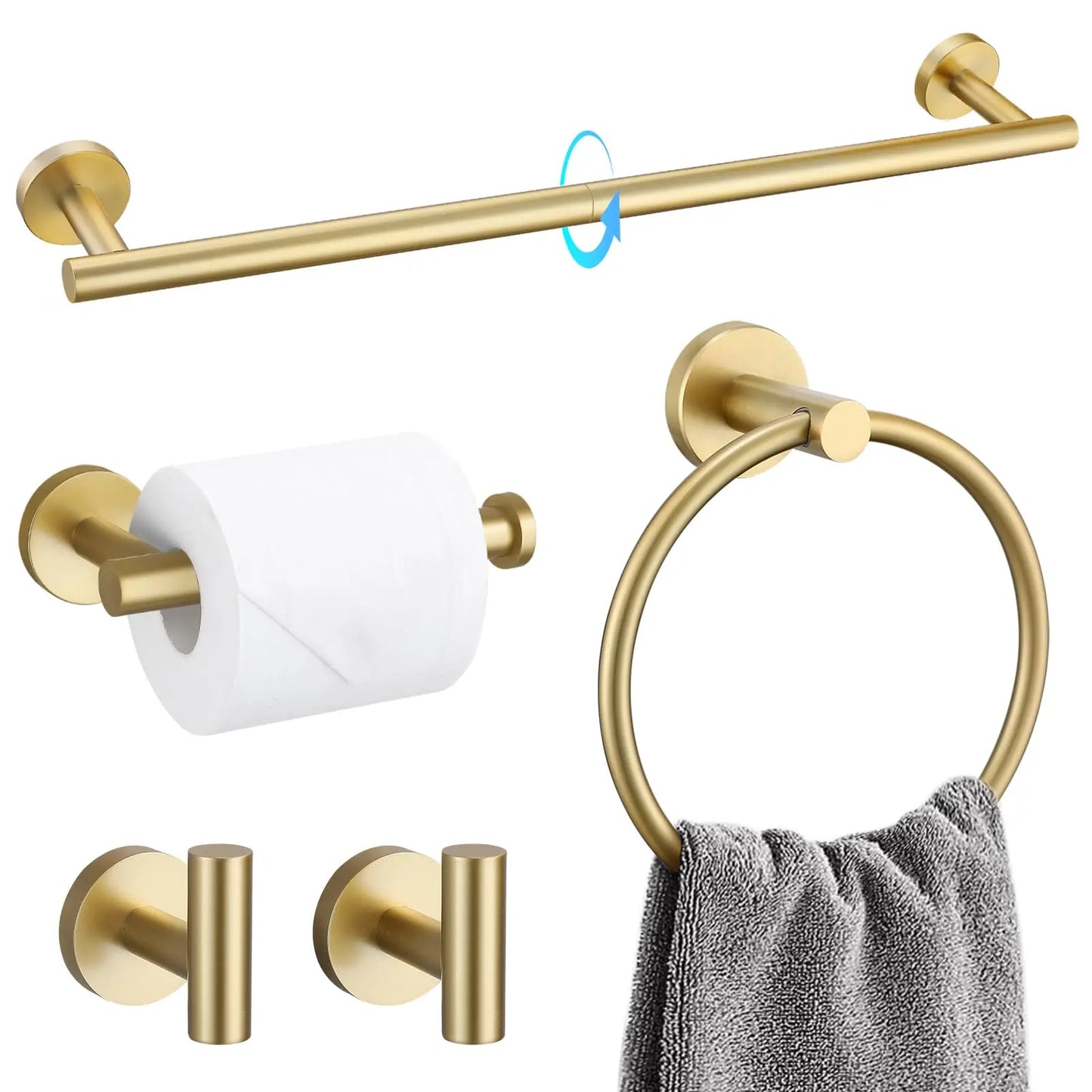 XIUWO 5 Piece Stainless Steel Bathroom Accessories Set