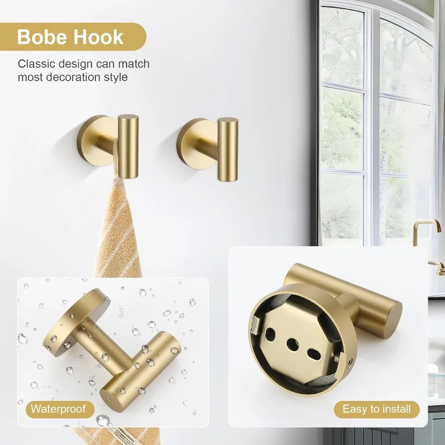XIUWO 5 Piece Stainless Steel Bathroom Accessories Set