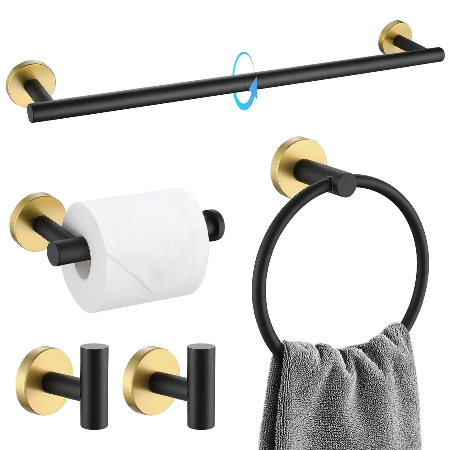 XIUWO 5 Piece Stainless Steel Bathroom Accessories Set